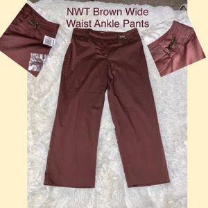NWT Brown Wide Waist Ankle Pants